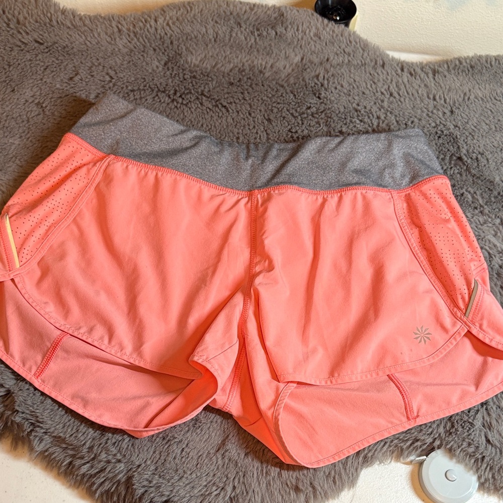 Athleta Coral Athletic Shorts with Gray Waistband Size Small